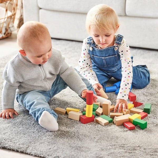 Ikea UNDERHÅLLA - 40-piece wooden building block set, multicolour