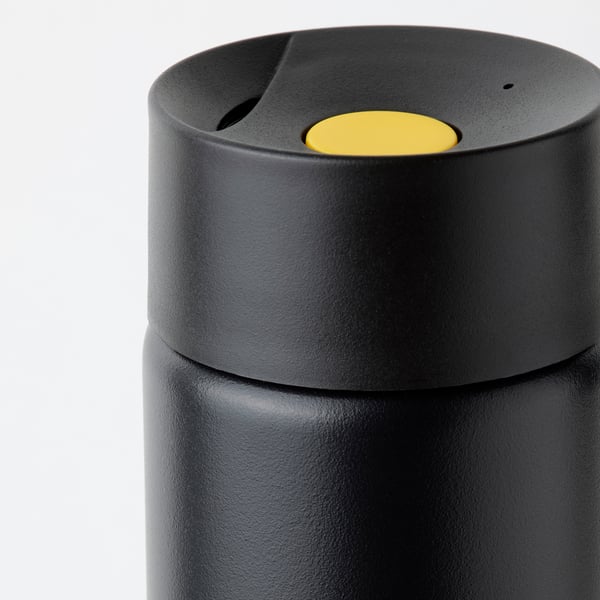 UNDERSÖKA insulated travel mug, black, 0.4 l