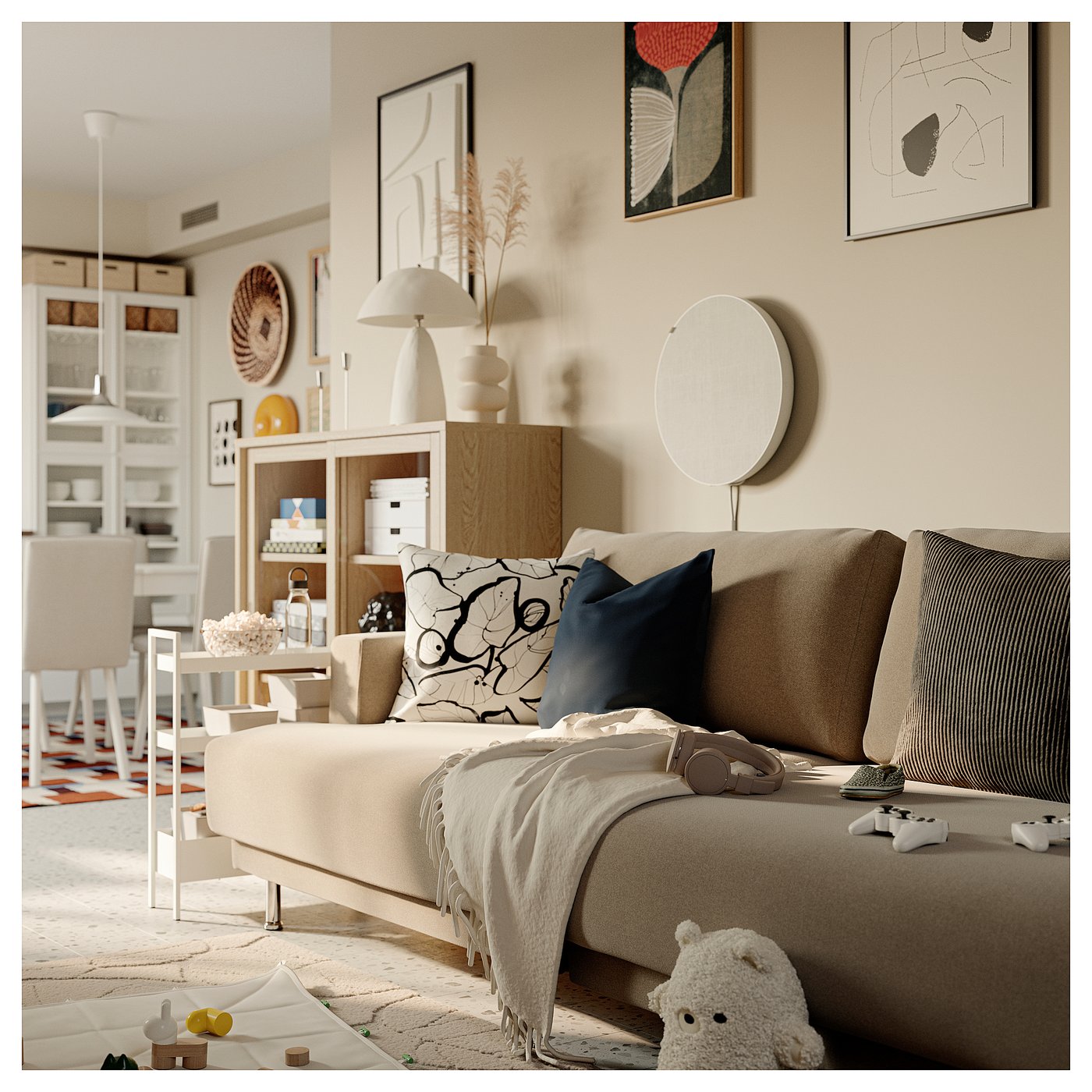 UPPÅKRA 3-seat modular sofa, Samsala dark blue, 254x95x107 cm