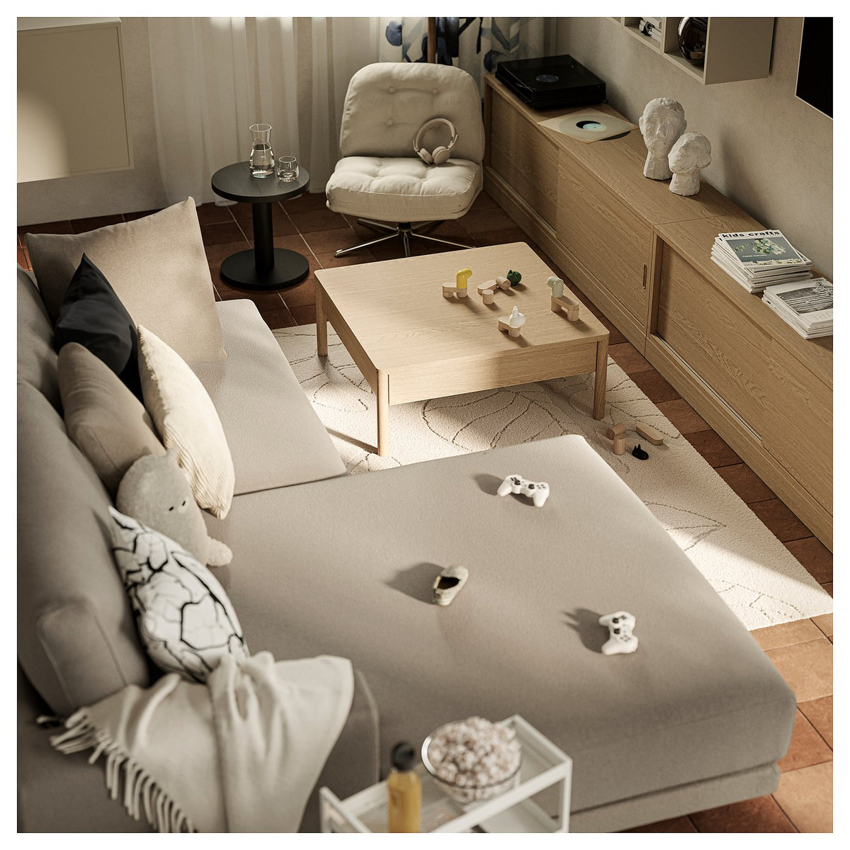 UPPÅKRA chaise longue module, with armrest left/Samsala yellow-brown, 127x95x180 cm