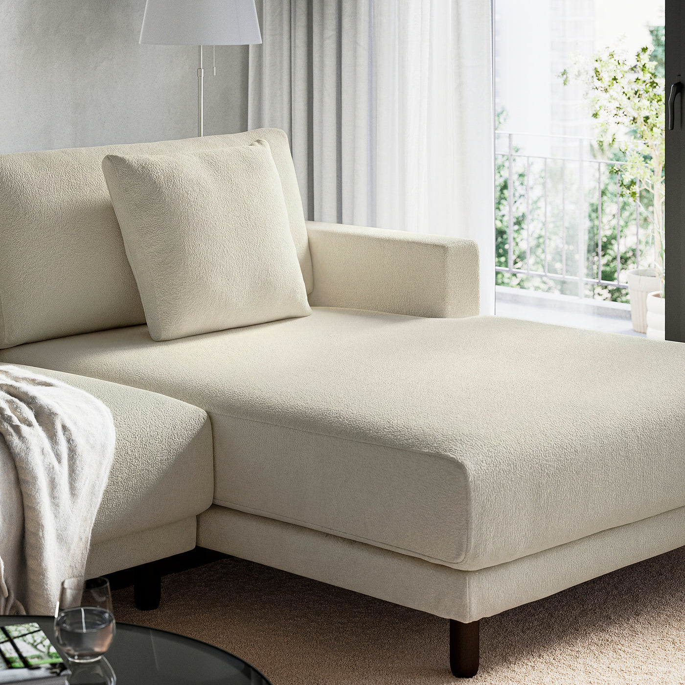 UPPÅKRA 3-seat modular sofa, with chaise longue, right/Axvall off-white, 254x95x180 cm