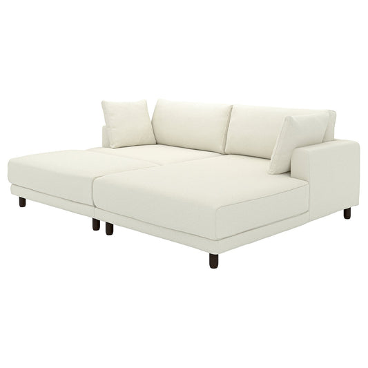 UPPÅKRA 3-seat modular sofa, with chaise longue, right with footstool/Axvall off-white, 254x95x180 cm