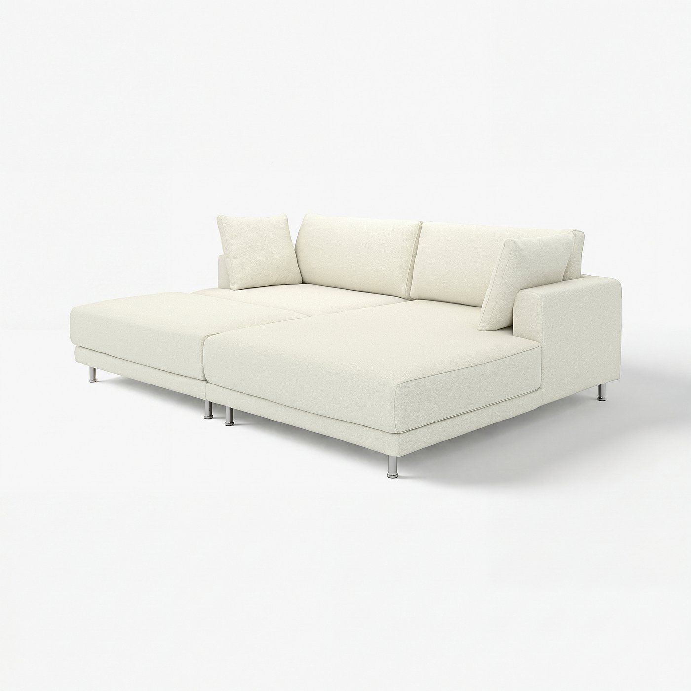 UPPÅKRA 3-seat modular sofa, with chaise longue, right with footstool/Axvall off-white, 254x95x180 cm