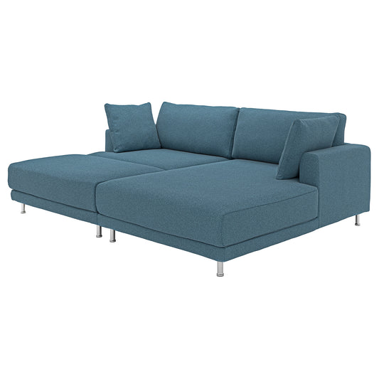 UPPÅKRA 3-seat modular sofa, with chaise longue, right with footstool/Axvall dark grey-blue, 254x95x180 cm