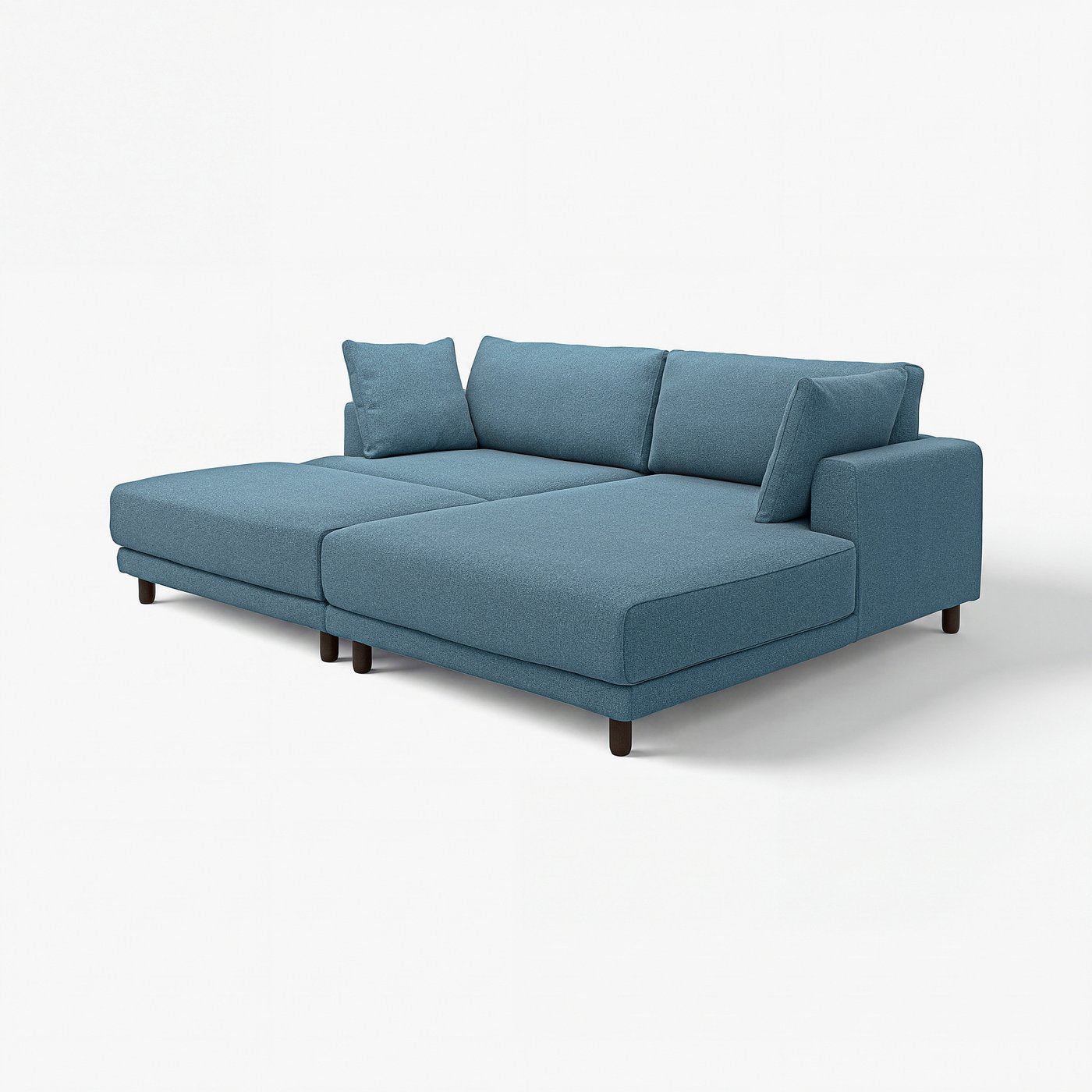 UPPÅKRA 3-seat modular sofa, with chaise longue, right with footstool/Axvall dark grey-blue, 254x95x180 cm