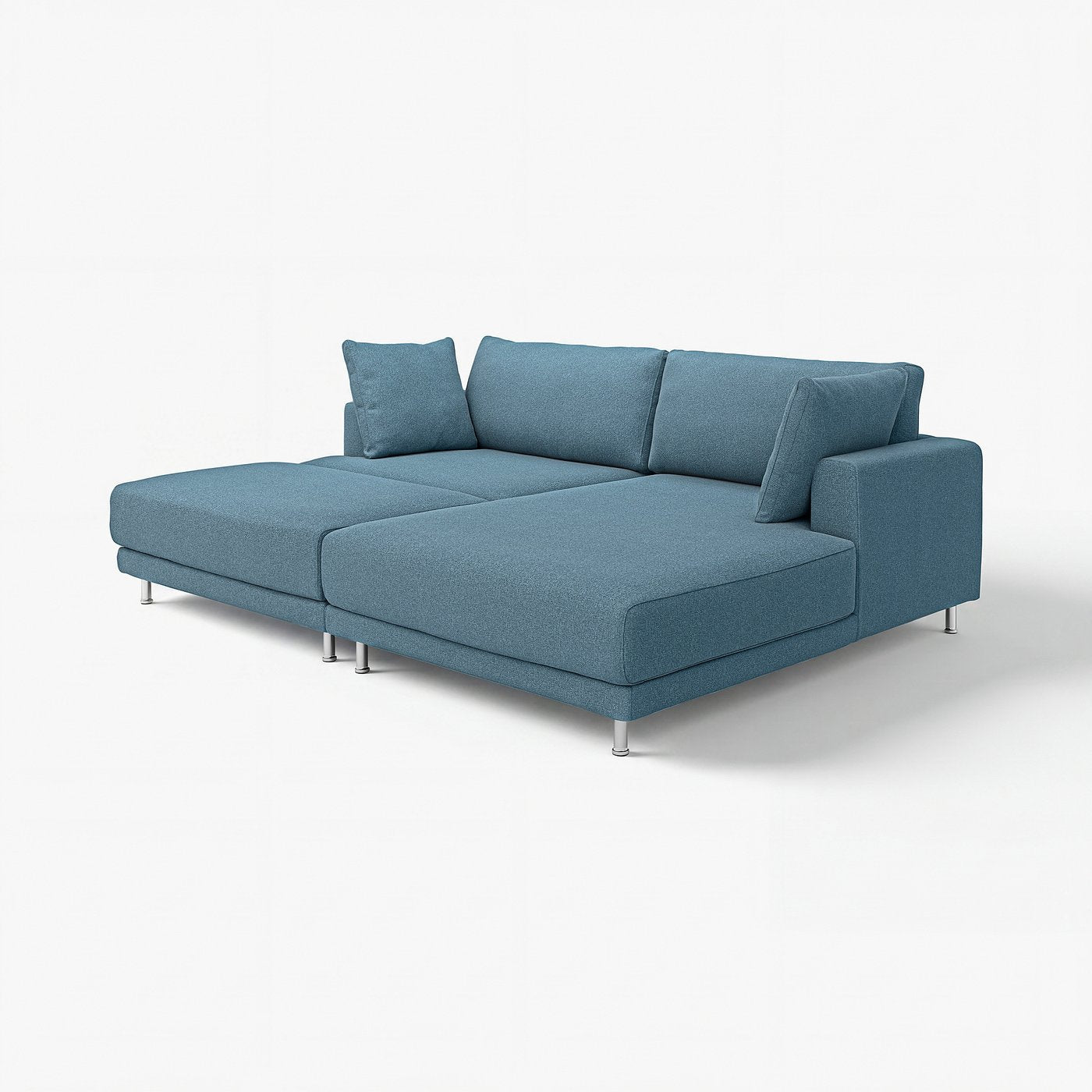 UPPÅKRA 3-seat modular sofa, with chaise longue, right with footstool/Axvall dark grey-blue, 254x95x180 cm
