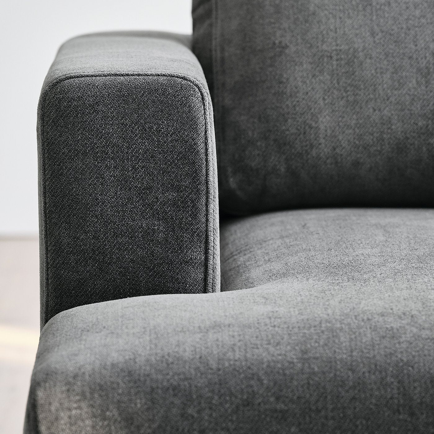 UPPÅKRA 3-seat modular sofa, with chaise longue, right with footstool/Johanneshov dark grey, 254x95x180 cm