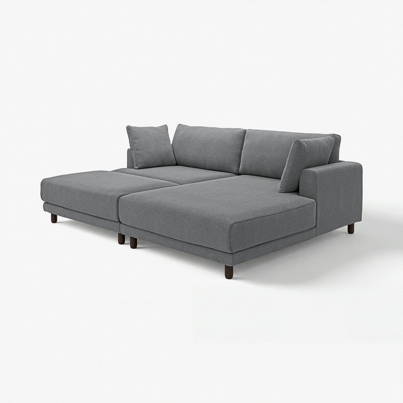 UPPÅKRA 3-seat modular sofa, with chaise longue, right with footstool/Johanneshov dark grey, 254x95x180 cm