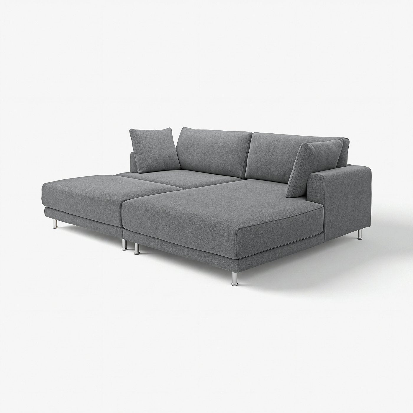 UPPÅKRA 3-seat modular sofa, with chaise longue, right with footstool/Johanneshov dark grey, 254x95x180 cm