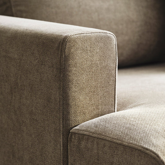 UPPÅKRA 3-seat modular sofa, with chaise longue, right with footstool/Johanneshov brown-beige, 254x95x180 cm