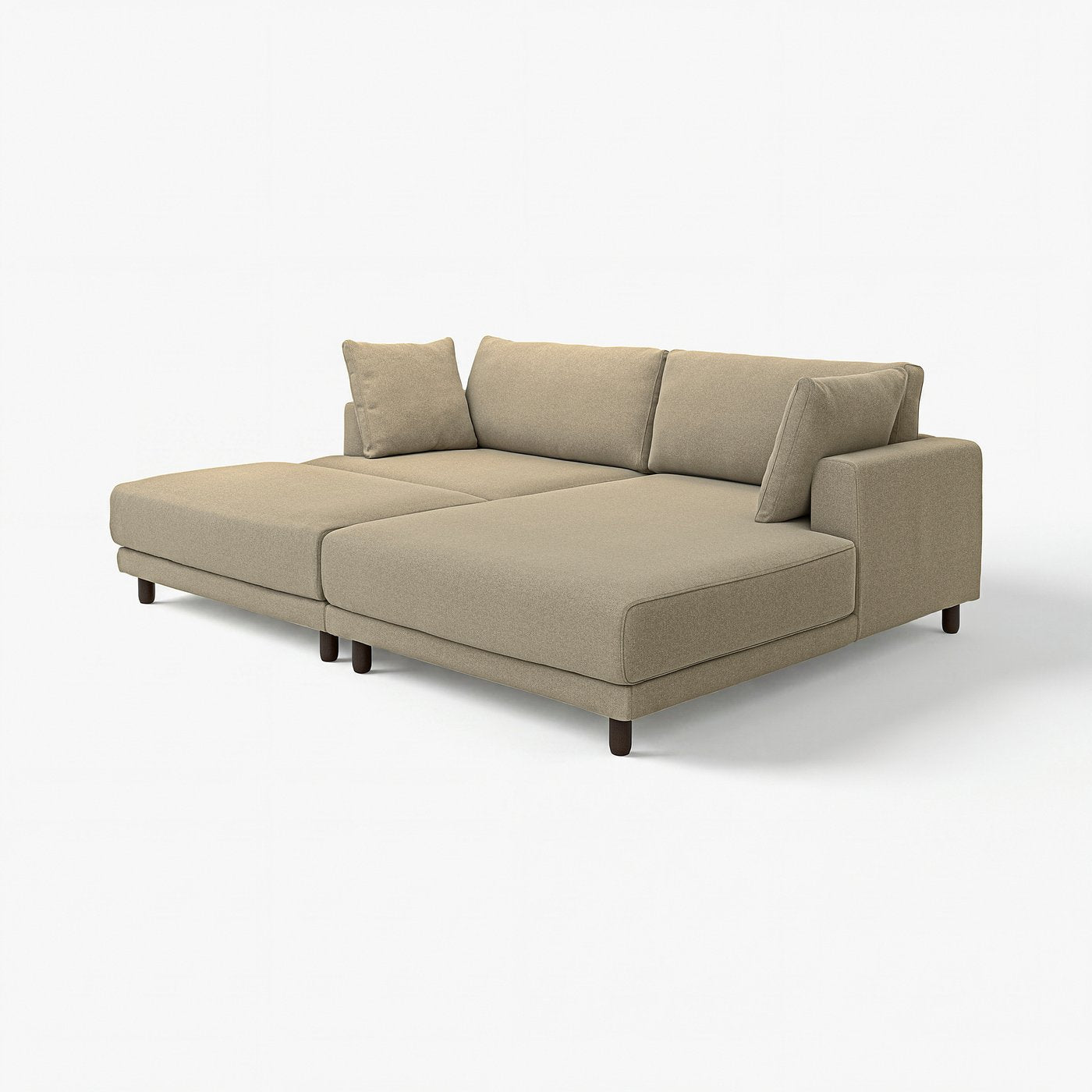 UPPÅKRA 3-seat modular sofa, with chaise longue, right with footstool/Johanneshov brown-beige, 254x95x180 cm