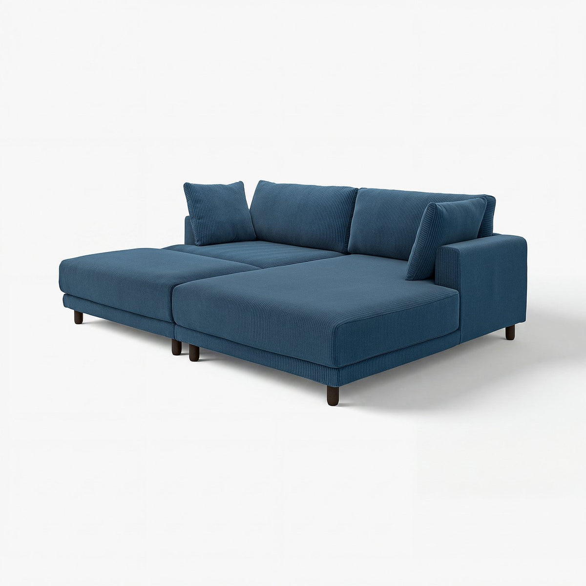 UPPÅKRA 3-seat modular sofa, with chaise longue, right with footstool/Samsala dark blue, 254x95x180 cm