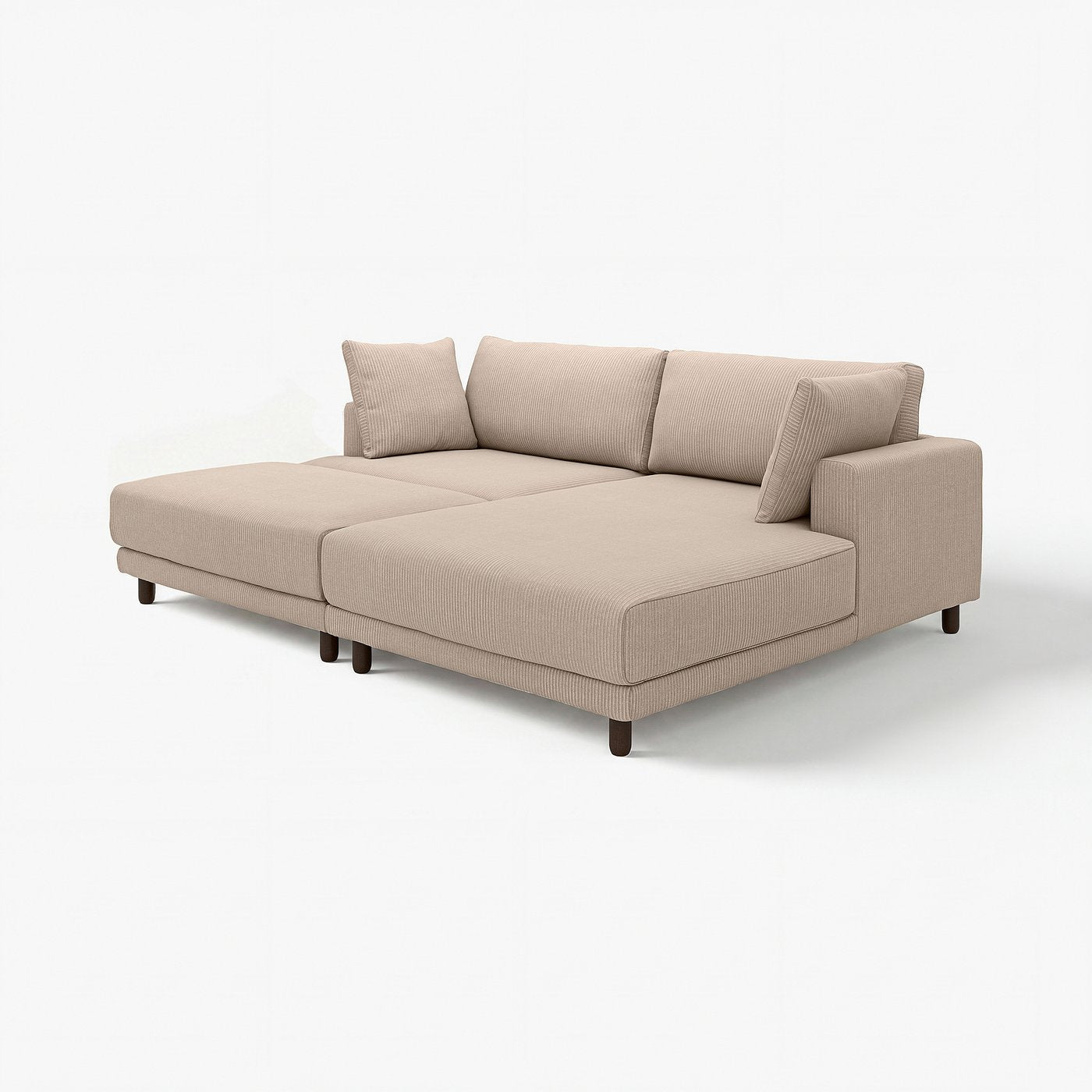 UPPÅKRA 3-seat modular sofa, with chaise longue, right with footstool/Samsala grey-beige, 254x95x180 cm