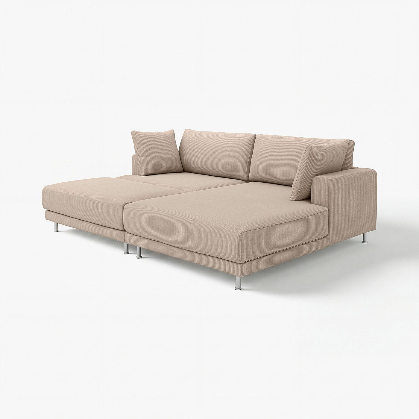 UPPÅKRA 3-seat modular sofa, with chaise longue, right with footstool/Samsala grey-beige, 254x95x180 cm