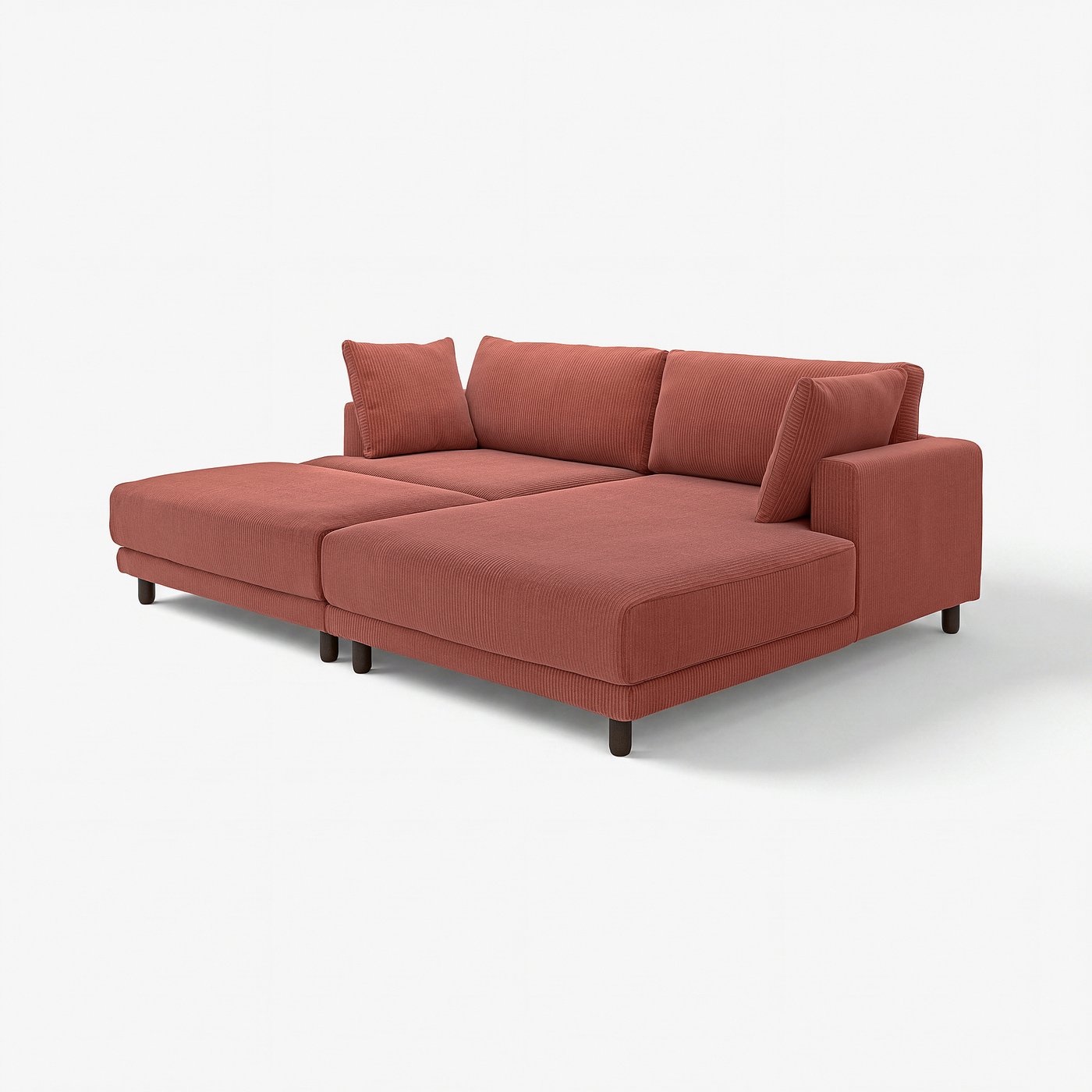 UPPÅKRA 3-seat modular sofa, with chaise longue, right with footstool/Samsala brown-red, 254x95x180 cm