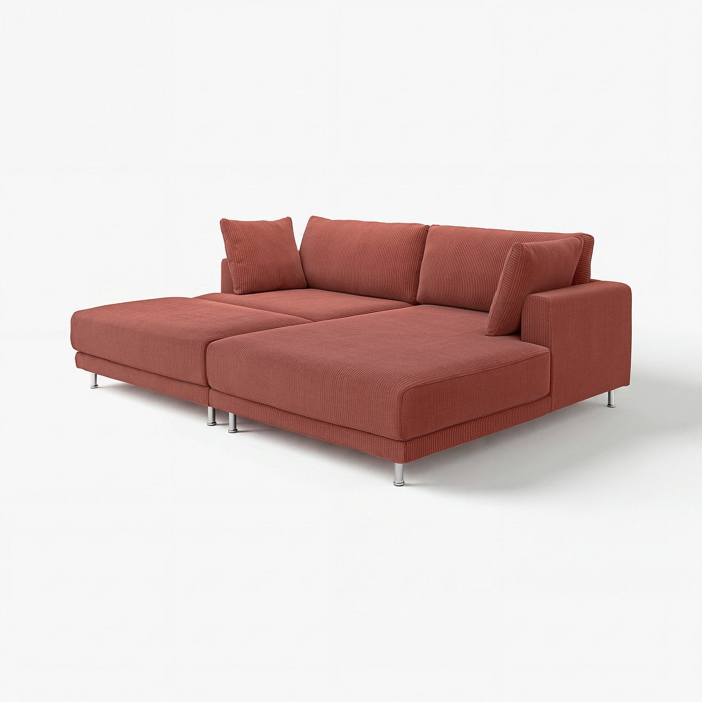 UPPÅKRA 3-seat modular sofa, with chaise longue, right with footstool/Samsala brown-red, 254x95x180 cm