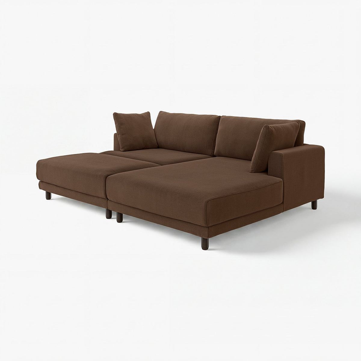 UPPÅKRA 3-seat modular sofa, with chaise longue, right with footstool/Samsala dark brown, 254x95x180 cm