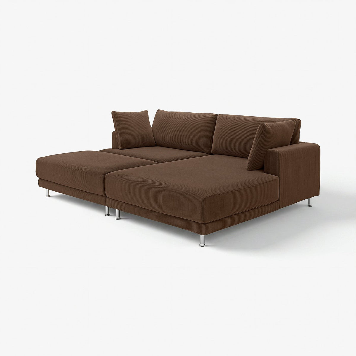 UPPÅKRA 3-seat modular sofa, with chaise longue, right with footstool/Samsala dark brown, 254x95x180 cm