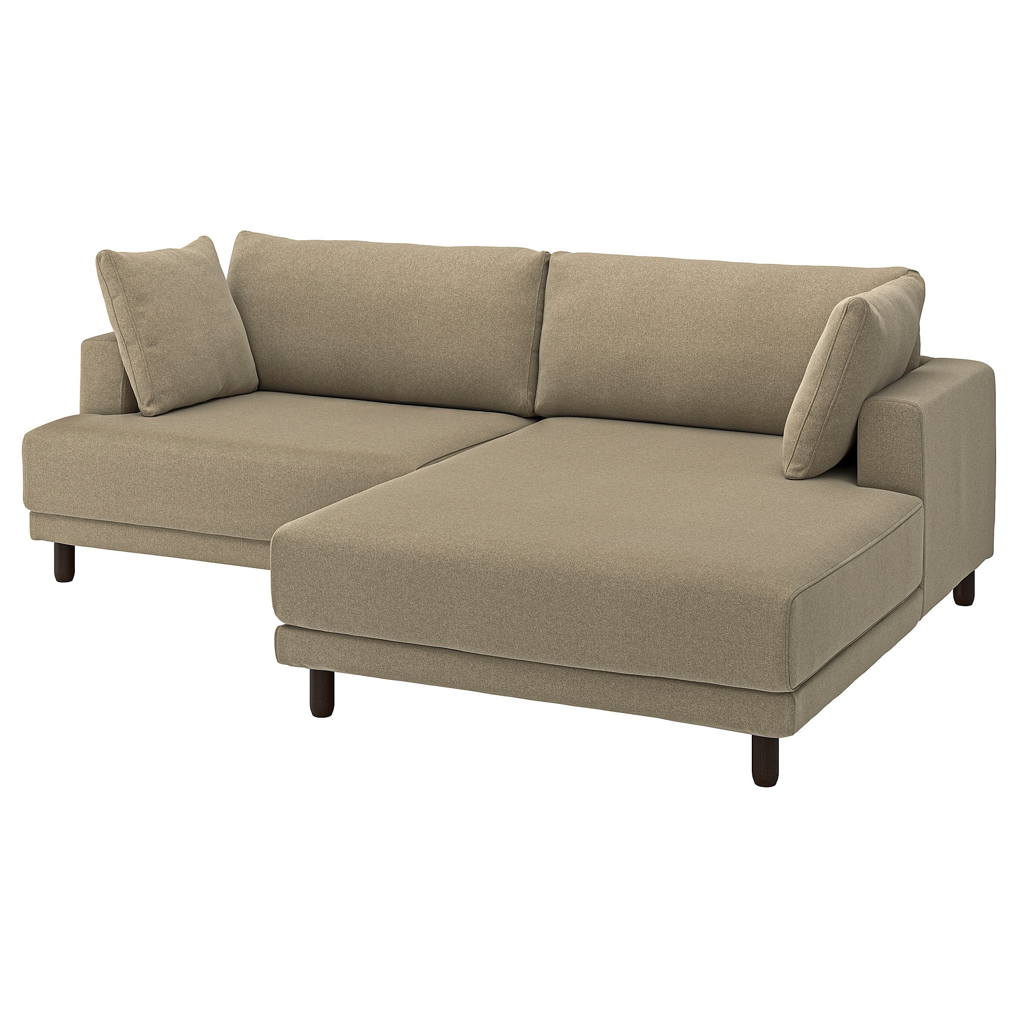 UPPÅKRA 3-seat modular sofa, with chaise longue, right/Johanneshov brown-beige, 254x95x180 cm