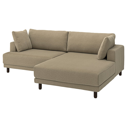 UPPÅKRA 3-seat modular sofa, with chaise longue, right/Johanneshov brown-beige, 254x95x180 cm