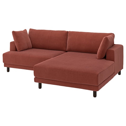 UPPÅKRA 3-seat modular sofa, with chaise longue, right/Samsala brown-red, 254x95x180 cm
