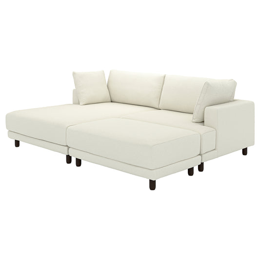 UPPÅKRA 3-seat modular sofa, with chaise longue, left with footstool/Axvall off-white, 254x95x180 cm