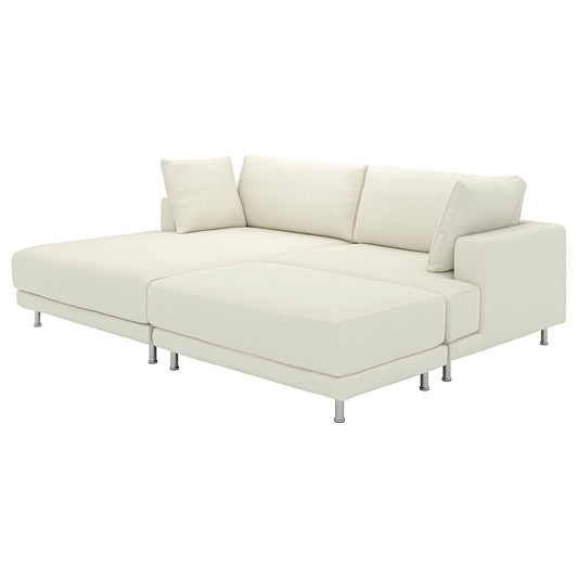 UPPÅKRA 3-seat modular sofa, with chaise longue, left with footstool/Axvall off-white, 127x95x180 cm