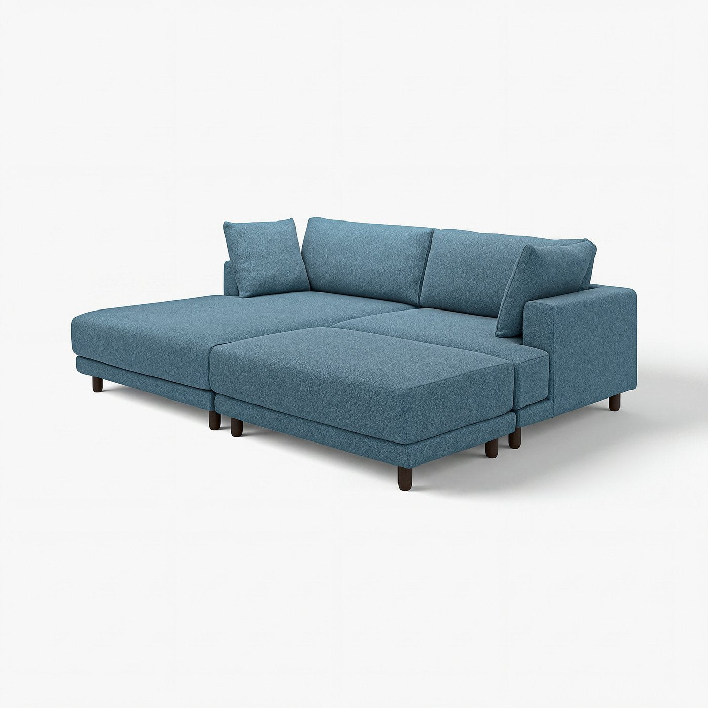 UPPÅKRA 3-seat modular sofa, with chaise longue, left with footstool/Axvall dark grey-blue, 254x95x180 cm