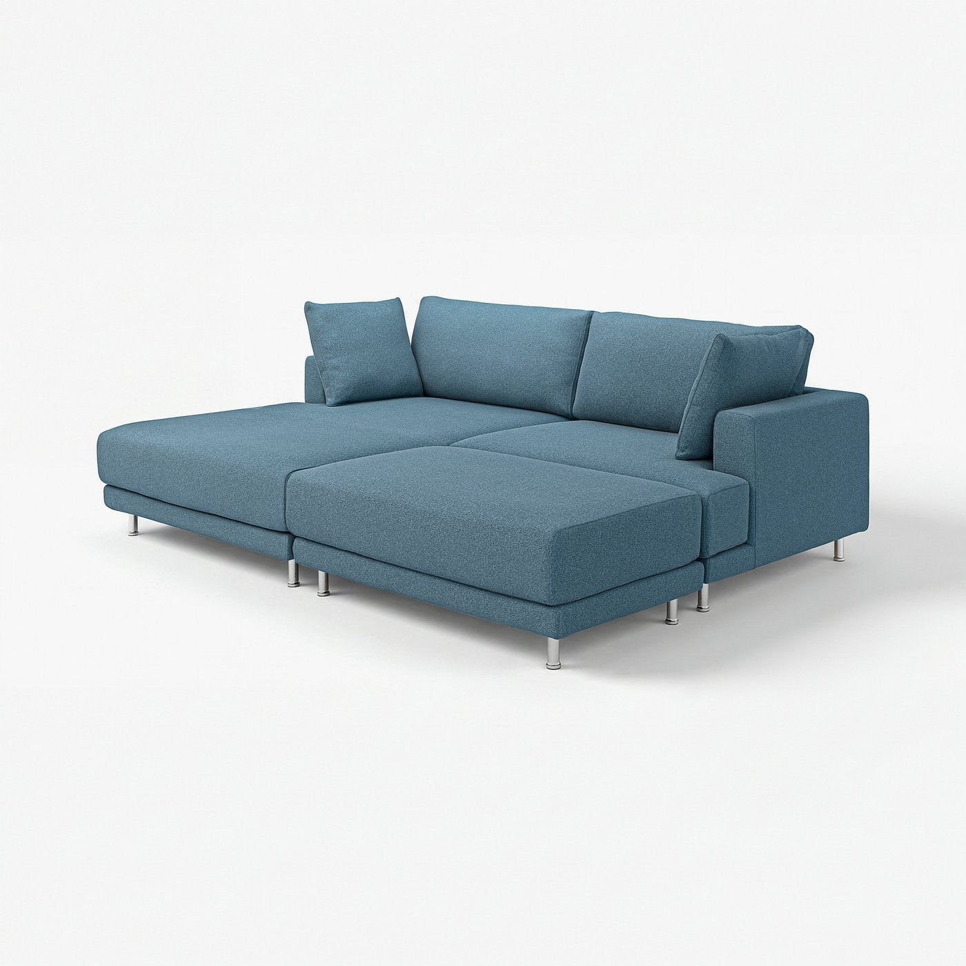 UPPÅKRA 3-seat modular sofa, with chaise longue, left with footstool/Axvall dark grey-blue, 254x95x180 cm