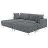 UPPÅKRA 3-seat modular sofa, with chaise longue, left with footstool/Johanneshov dark grey, 254x95x180 cm