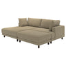 UPPÅKRA 3-seat modular sofa, with chaise longue, left with footstool/Johanneshov brown-beige, 254x95x180 cm