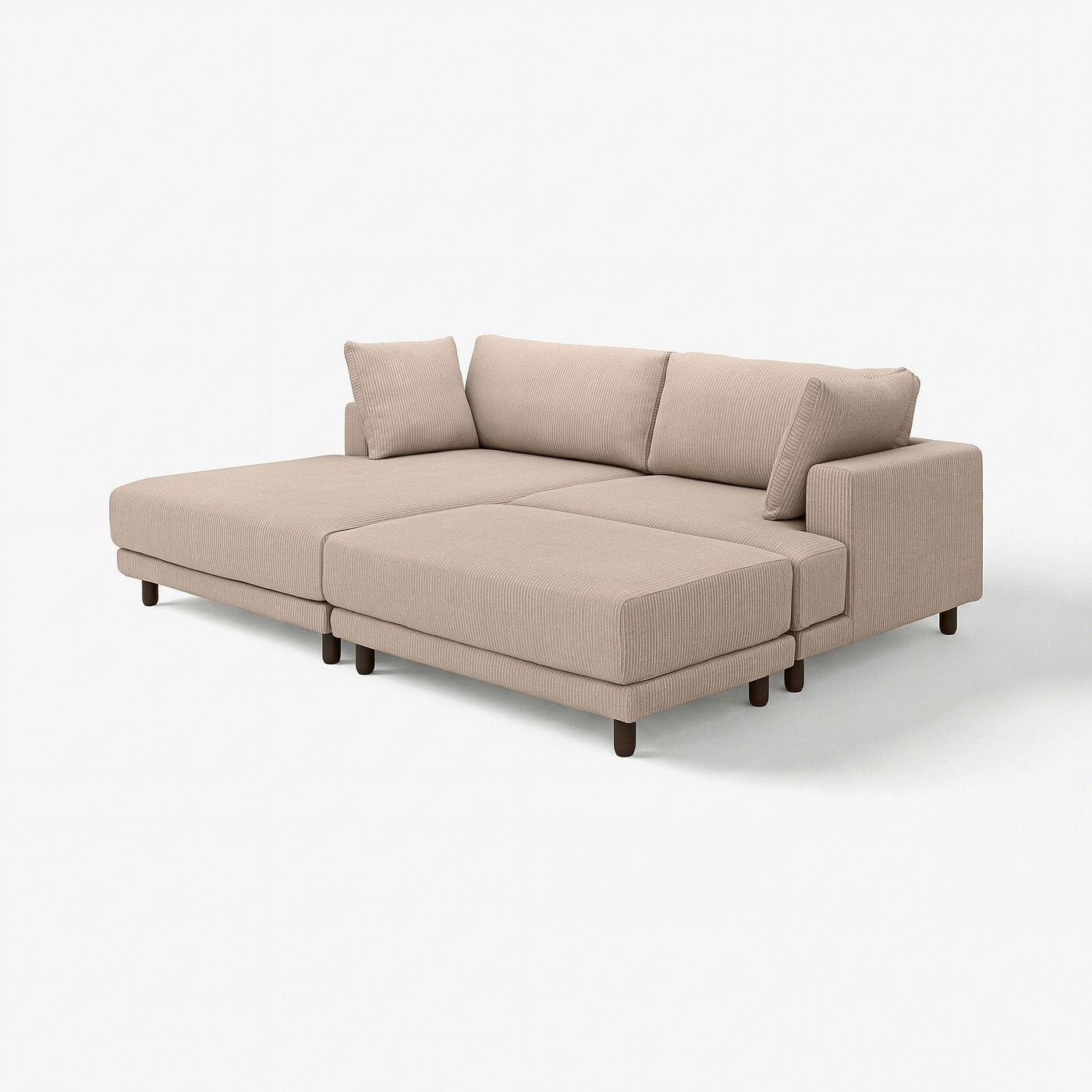 UPPÅKRA 3-seat modular sofa, with chaise longue, left with footstool/Samsala grey-beige, 254x95x180 cm