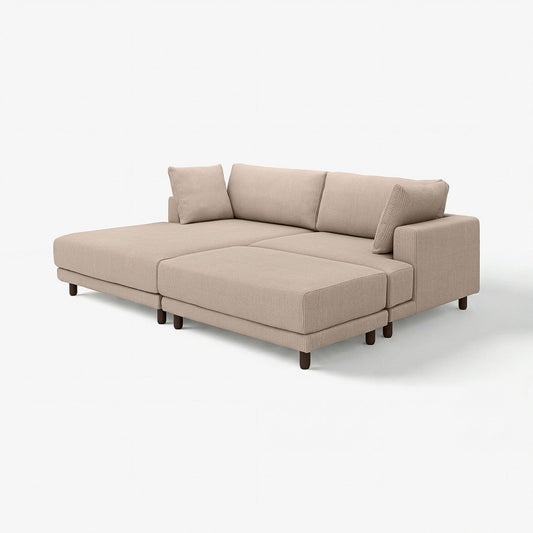 UPPÅKRA 3-seat modular sofa, with chaise longue, left with footstool/Samsala grey-beige, 254x95x180 cm