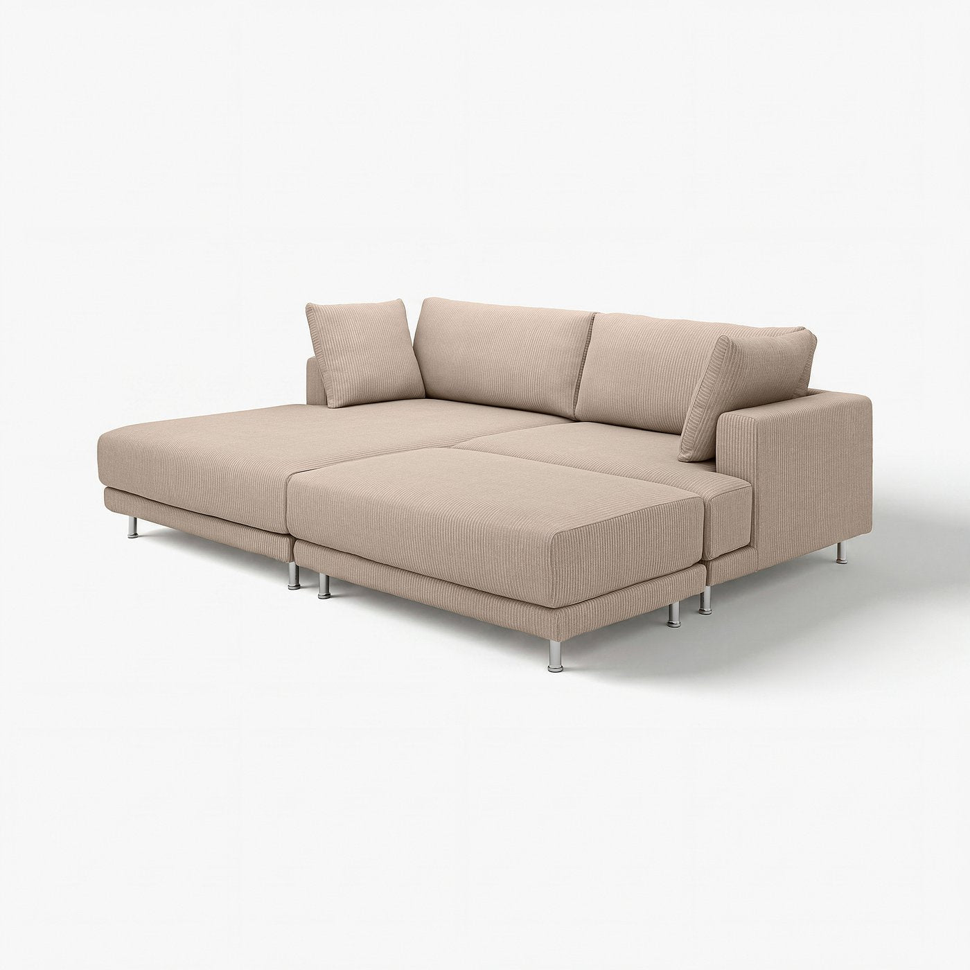 UPPÅKRA 3-seat modular sofa, with chaise longue, left with footstool/Samsala grey-beige, 254x95x180 cm