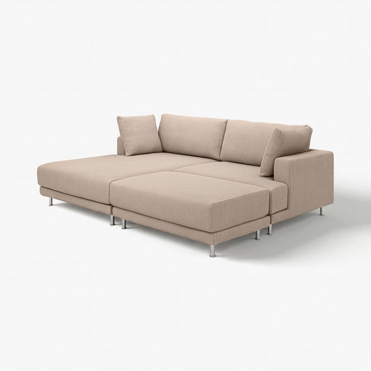 UPPÅKRA 3-seat modular sofa, with chaise longue, left with footstool/Samsala grey-beige, 254x95x180 cm