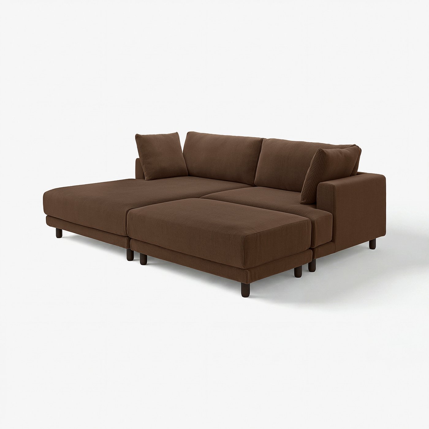 UPPÅKRA 3-seat modular sofa, with chaise longue, left with footstool/Samsala dark brown, 254x95x180 cm