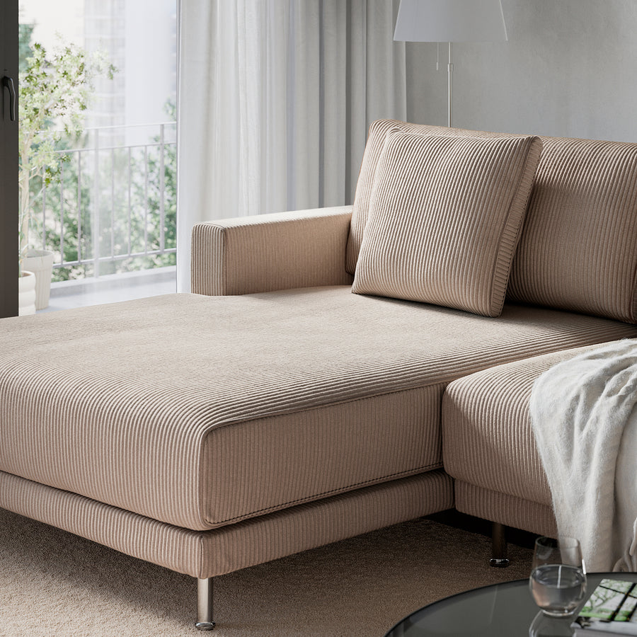 UPPÅKRA 3-seat modular sofa, with chaise longue, left/Samsala grey-beige, 254x95x180 cm