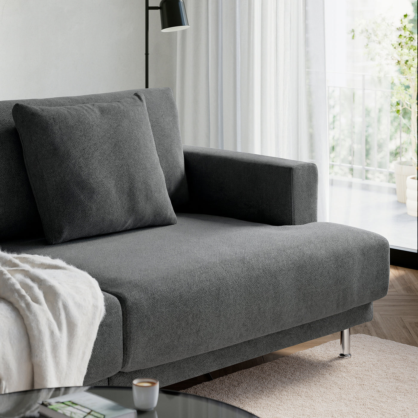 UPPÅKRA 3-seat modular sofa, Johanneshov dark grey, 254x95x107 cm