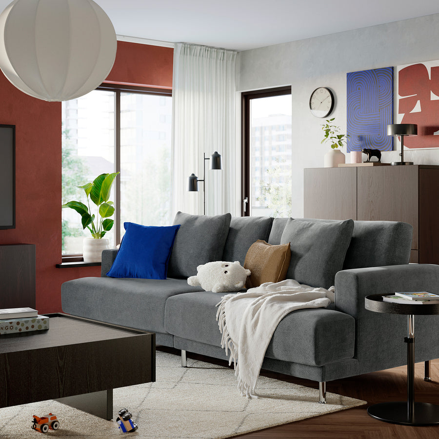 UPPÅKRA 3-seat modular sofa, Johanneshov dark grey, 254x95x107 cm