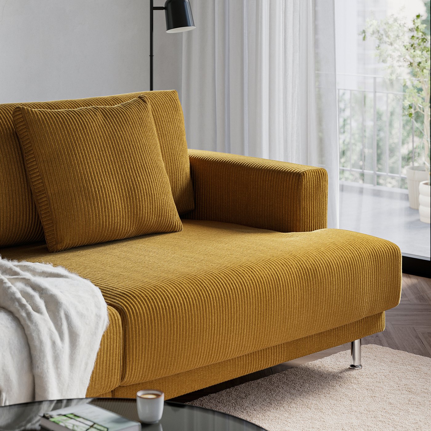 UPPÅKRA 3-seat modular sofa, Samsala yellow-brown, 250x95x107 cm