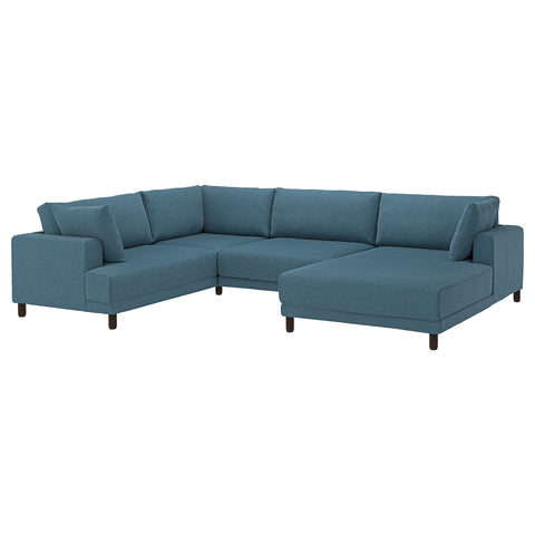 UPPÅKRA u-shaped sofa, 4,5-seat, with chaise longue, right/Axvall dark grey-blue, 342 cm