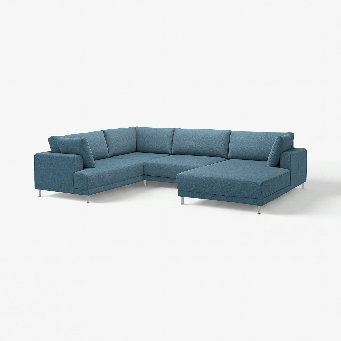 UPPÅKRA u-shaped sofa, 4,5-seat, with chaise longue, right/Axvall dark grey-blue, 342 cm