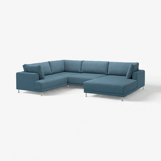 UPPÅKRA u-shaped sofa, 4,5-seat, with chaise longue, right/Axvall dark grey-blue, 342 cm