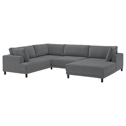 UPPÅKRA u-shaped sofa, 4,5-seat, with chaise longue, right/Johanneshov dark grey, 342 cm