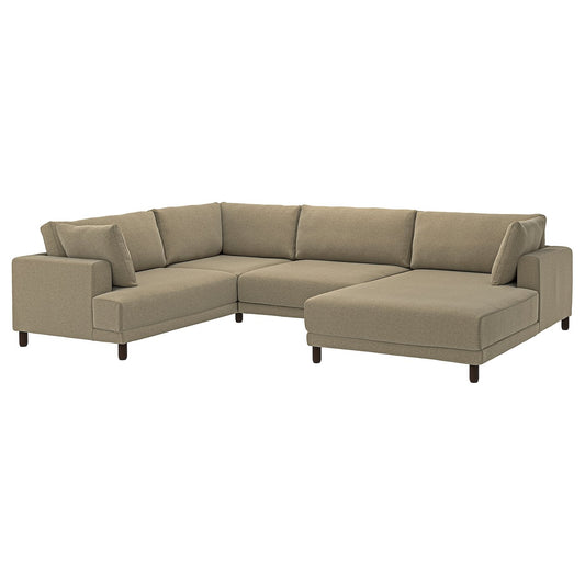 UPPÅKRA u-shaped sofa, 4,5-seat, with chaise longue, right/Johanneshov brown-beige, 342 cm