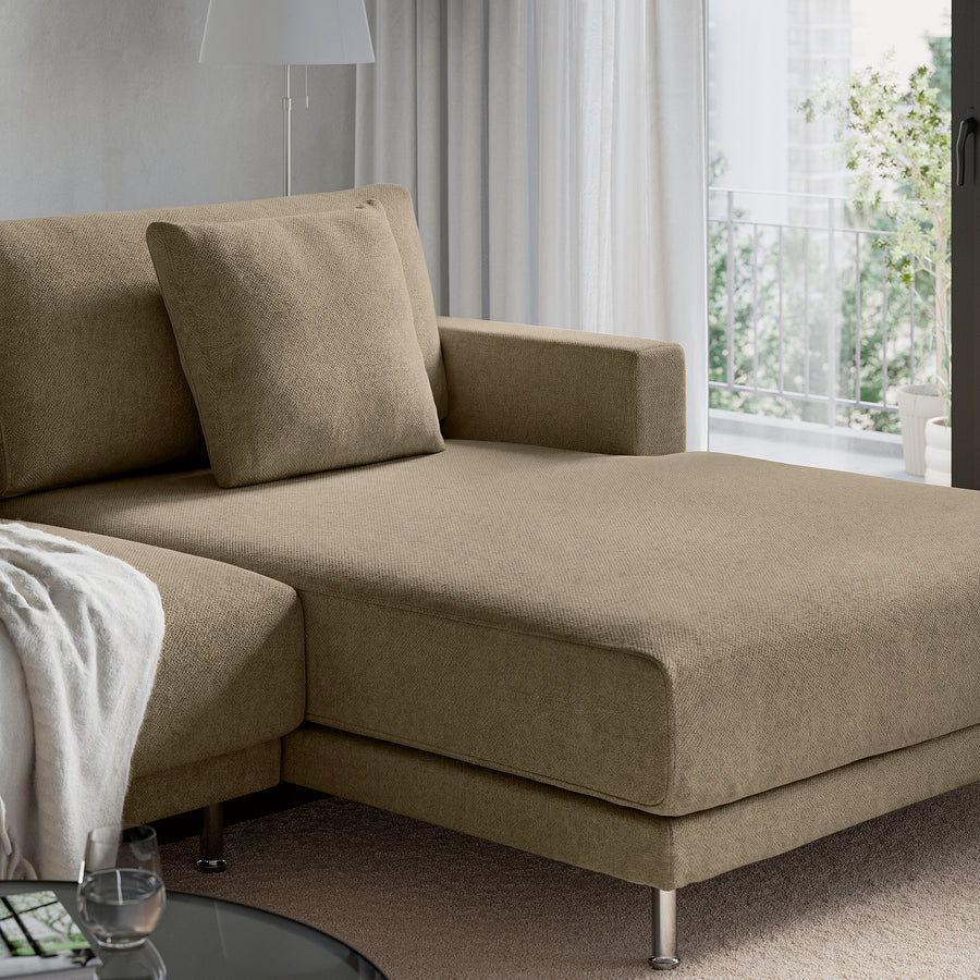 UPPÅKRA u-shaped sofa, 4,5-seat, with chaise longue, right/Johanneshov brown-beige, 342 cm