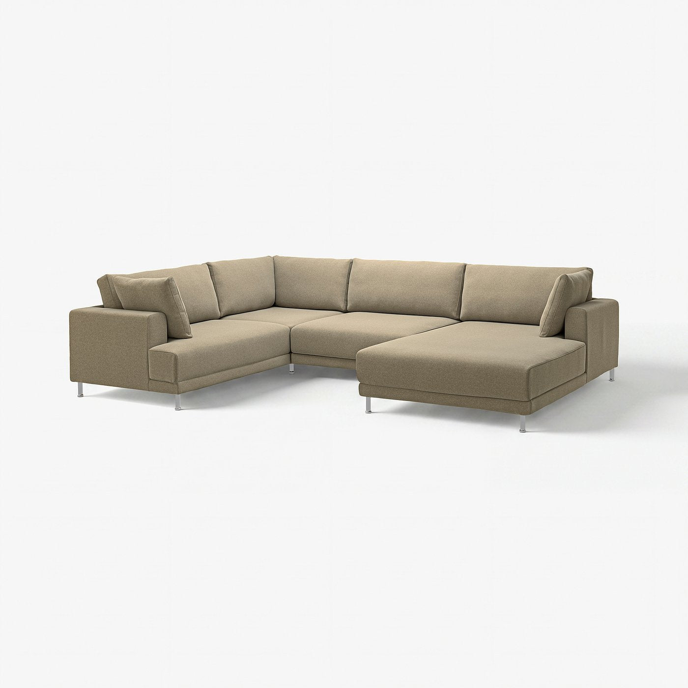 UPPÅKRA u-shaped sofa, 4,5-seat, with chaise longue, right/Johanneshov brown-beige, 342 cm
