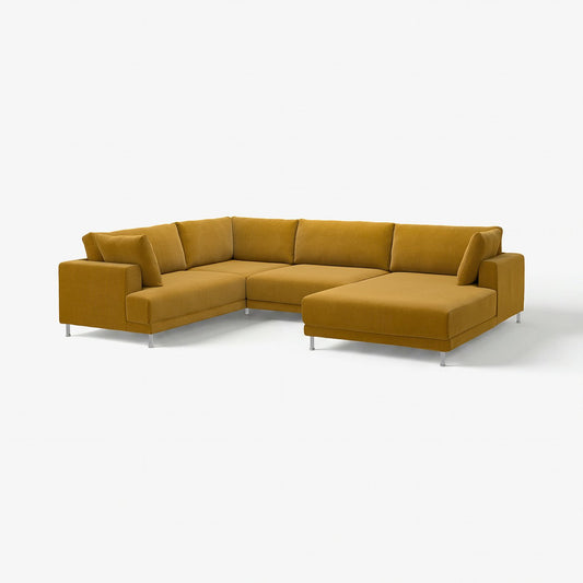 UPPÅKRA u-shaped sofa, 4,5-seat, with chaise longue, right/Samsala yellow-brown, 342 cm