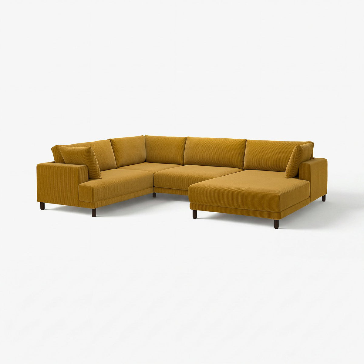 UPPÅKRA u-shaped sofa, 4,5-seat, with chaise longue, right/Samsala yellow-brown, 342 cm