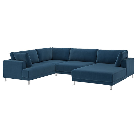 UPPÅKRA u-shaped sofa, 4,5-seat, with chaise longue, right/Samsala dark blue, 342 cm